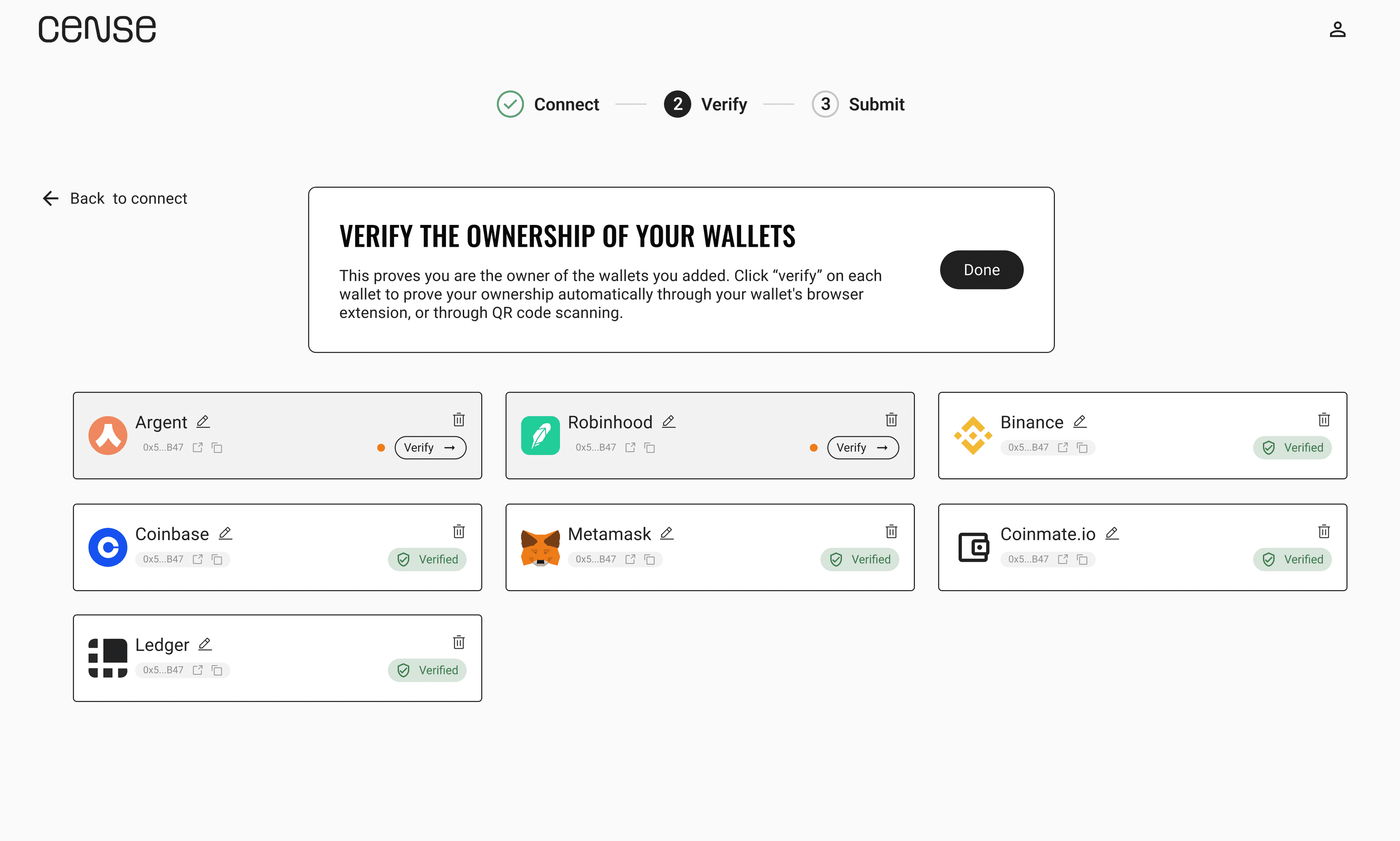 Verify screen