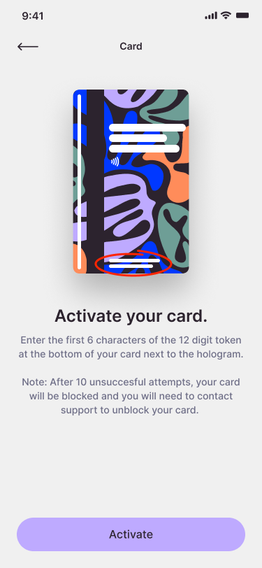 Activate card